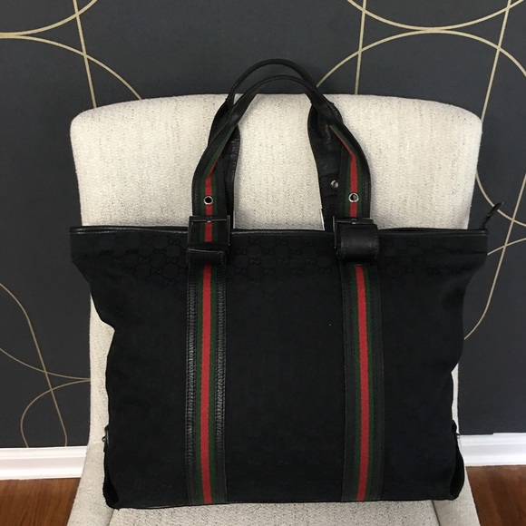 Authentic Gucci black monogram canvas tote bag - Picture 3 of 16